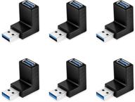 🔌 [6 штук] eluteng usb 3.0 90 градусов угловой usb-переходник от мужского к женскому - суперскоростное соединение вверх/вниз/влево/вправо вертикальный l-образный разъединитель для usb-устройств логотип