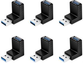 img 4 attached to 🔌 [6 штук] ELUTENG USB 3.0 90 градусов Угловой USB-переходник от мужского к женскому - суперскоростное соединение Вверх/Вниз/Влево/Вправо Вертикальный L-образный разъединитель для USB-устройств