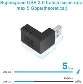 img 1 attached to 🔌 [6 штук] ELUTENG USB 3.0 90 градусов Угловой USB-переходник от мужского к женскому - суперскоростное соединение Вверх/Вниз/Влево/Вправо Вертикальный L-образный разъединитель для USB-устройств