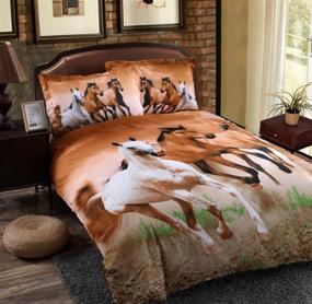 img 3 attached to 🐎 Premium Galloping Horse Bedding Sets Queen | Polyester 3D Horse Sheets | 4-Piece Set with Duvet Cover, Bed Sheet, and 2 Pillow Cases (Queen Size)