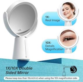 img 2 attached to 💄 Gospire 7.5 Inch Rechargeable Lighted Makeup Mirror: Dimmable, 10 Levels Brightness, 1X/10X Magnifying, 360° Rotatable - Ideal for Countertop Makeup and More!