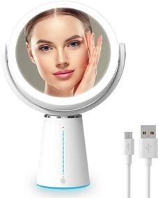 img 4 attached to 💄 Gospire 7.5 Inch Rechargeable Lighted Makeup Mirror: Dimmable, 10 Levels Brightness, 1X/10X Magnifying, 360° Rotatable - Ideal for Countertop Makeup and More!