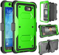 yvenus shockproof holster for tinysaturn galaxy 📱 j7 2017 case with built-in screen protector - green logo