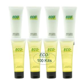 img 4 attached to Convenient 200 PCS (100 Kits): ECO Amenities Hotel Shamooo and Body Lotion Set for Personal Hygiene, Travel Size Toiletries Kit - Bulk Purchase