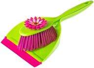 vigar flower power dust pan and brush 🌸 handy set: vibrant 12-3/4-inch green and pink cleaning combo logo