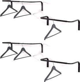 img 4 attached to 👗 BGT Sofia Clothes Rack Set of 4 - Hanging Closet Organizer: Adjustable & Wall Mount Clothes Rail Laundry Organizer Steel, in Black by brightmaison