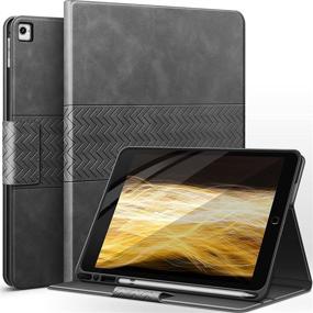 img 4 attached to 📱 Premium Grey Vegan Leather auaua Case for iPad 9.7 inch 6th Gen/5th Gen, iPad Air 2/iPad Pro 9.7 with Pencil Holder - Auto Sleep/Wake