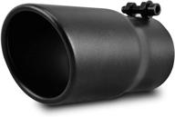 autosaver88 2.5 inch inlet black exhaust tip, 2.5 inch inlet 3 inch outlet 🚗 6 inch overall length stainless steel turn down exhaust tips with powder coated finish tailpipe logo