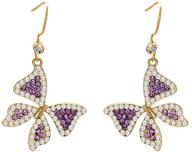 🦋 exquisite gold butterfly earrings: purple cz dangle & pearl drop earrings for women and girls logo