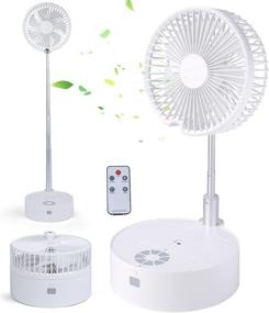 img 4 attached to 🌬️ White Portable Foldaway Fan - Desk, Floor Fan with Remote Control, 3 Speeds & Adjustable Height - Super Quiet Standing Fan for Bedroom - Table Fan with Humidifier for Home, Office, Travel, Camp