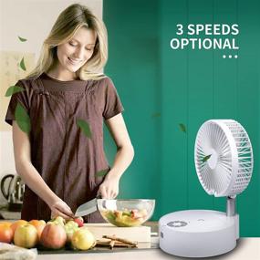 img 1 attached to 🌬️ White Portable Foldaway Fan - Desk, Floor Fan with Remote Control, 3 Speeds & Adjustable Height - Super Quiet Standing Fan for Bedroom - Table Fan with Humidifier for Home, Office, Travel, Camp