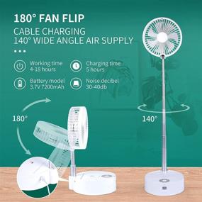 img 2 attached to 🌬️ White Portable Foldaway Fan - Desk, Floor Fan with Remote Control, 3 Speeds & Adjustable Height - Super Quiet Standing Fan for Bedroom - Table Fan with Humidifier for Home, Office, Travel, Camp
