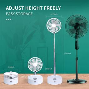 img 3 attached to 🌬️ White Portable Foldaway Fan - Desk, Floor Fan with Remote Control, 3 Speeds & Adjustable Height - Super Quiet Standing Fan for Bedroom - Table Fan with Humidifier for Home, Office, Travel, Camp
