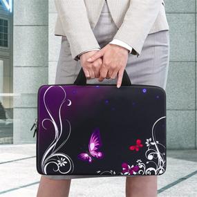img 3 attached to 💜 Чехол для ноутбука с ручкой iColor 14-15.6 дюймов из неопрена, мягкая сумка для путешествий Dell Lenovo Toshiba HP Chromebook ASUS Acer - фиолетовый