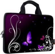 💜 icolor 14-15.6 inch laptop handle bag case cover sleeve neoprene soft travel pouch for dell lenovo toshiba hp chromebook asus acer - purple logo