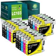 🖨️ 15 pack greenbox compatible ink cartridges for brother lc103xl and lc101xl - perfect for brother mfc j870dw, j450dw, j470dw, j650dw, j4410dw, j4510dw, j4710dw, j6720dw printers logo