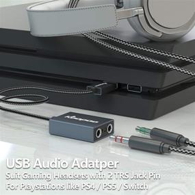 img 2 attached to 🎧 High-Resolution 24bit/96Khz USB Sound Adapter, KOOPAO USB Headset Audio Converter for Vintage Gaming Headsets with Dual TRS Jack Pins. Compatible with PS4, PC, WIN10, Mac, Laptop, and Desktop Computers.