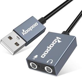 img 4 attached to 🎧 High-Resolution 24bit/96Khz USB Sound Adapter, KOOPAO USB Headset Audio Converter for Vintage Gaming Headsets with Dual TRS Jack Pins. Compatible with PS4, PC, WIN10, Mac, Laptop, and Desktop Computers.