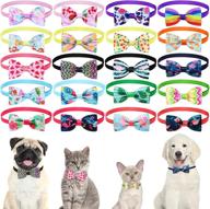 🌺 20pcs adjustable pet bow ties in hawaiian style for dogs and cats, perfect for summer days (stripe and flower pattern) logo