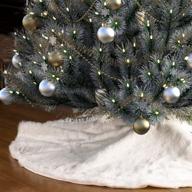 🎄 yeahome 48 inch christmas tree skirt, white faux fur soft tree skirts, plush xmas tree skirts with white ornaments for christmas decoration, xmas party and holiday decor логотип