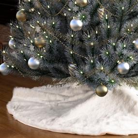 img 4 attached to 🎄 YEAHOME 48 Inch Christmas Tree Skirt, White Faux Fur Soft Tree Skirts, Plush Xmas Tree Skirts with White Ornaments for Christmas Decoration, Xmas Party and Holiday Decor
