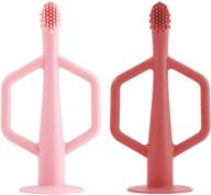 🦷 tiny twinkle silicone training toothbrush 2 pack - gentle self-soothing toothbrush for babies (rose burgundy) logo
