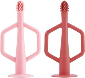 img 3 attached to 🦷 Tiny Twinkle Silicone Training Toothbrush 2 Pack - Gentle Self-Soothing Toothbrush for Babies (Rose Burgundy)