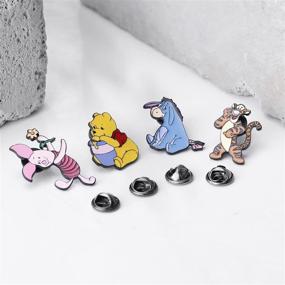 img 2 attached to 🐯 4pcs Winnie The Pooh Enamel Lapel Pins - Eeyore Tigger Character Gifts for Kids Girls, Cartoon Jewelry