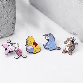 img 1 attached to 🐯 4pcs Winnie The Pooh Enamel Lapel Pins - Eeyore Tigger Character Gifts for Kids Girls, Cartoon Jewelry