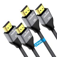 🔌 10ft 2 pack of 8k hdmi 2.1 cables - genuine ultra high speed 48gbps - supports 8k@60hz, 4k@120hz, earc hdr10 hdcp 4:4:4 2.2&amp;2.3 - compatible with xbox series x, ps4, ps5, samsung, sony, lg, roku logo