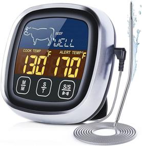 img 4 attached to 🌡️ 2021 Upgraded LCD Touchscreen Digital Meat Thermometer – Large Display, Instant Read, Backlight, Long Probe, Kitchen Timer – Ideal for Cooking, Oven and BBQ