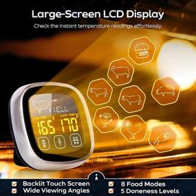 img 2 attached to 🌡️ 2021 Upgraded LCD Touchscreen Digital Meat Thermometer – Large Display, Instant Read, Backlight, Long Probe, Kitchen Timer – Ideal for Cooking, Oven and BBQ