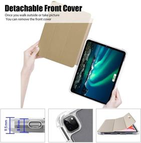 img 2 attached to 📱 Valkit iPad Pro 12.9 Case 2020 4th Gen & 2018 3rd Gen - Translucent Frosted Smart Folio Stand Cover for Apple Pencil 2 - Gold Edition