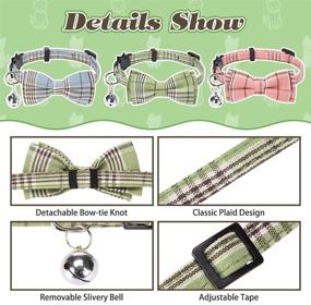 img 3 attached to 🐾 Stylish and Safe: PAWCHIE Breakaway Bowtie Cat Collar with Bell - 3 Pack Classic Plaid Kitten Collars with Removable Bow Tie, Adjustable and Safety for Kitty, Puppy, Small Dogs