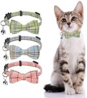 🐾 stylish and safe: pawchie breakaway bowtie cat collar with bell - 3 pack classic plaid kitten collars with removable bow tie, adjustable and safety for kitty, puppy, small dogs logo