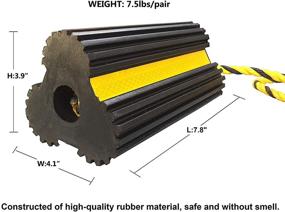 img 2 attached to 🚧 RV Leveling Blocks - Heavy Duty Rubber Dual Wheel Chocks with Non Slip Base, Yellow Reflective Tape and Nylon Rope - Ideal for Travel Trailers, Cars, Campers, Trucks - 1 Pair