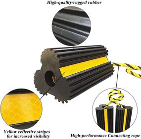 img 1 attached to 🚧 RV Leveling Blocks - Heavy Duty Rubber Dual Wheel Chocks with Non Slip Base, Yellow Reflective Tape and Nylon Rope - Ideal for Travel Trailers, Cars, Campers, Trucks - 1 Pair