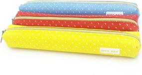 img 3 attached to ❤️ Jialeey Super Slim Pencil Case 3PCS - Cute Differently-Colored Oxford Pencil Bags for Girls & Students, Stationery Pen Pouch with Zipper for School & Office Supplies