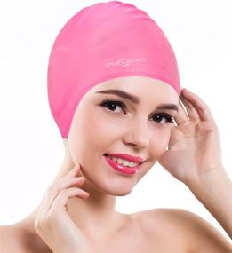 img 3 attached to 🏊 PHELRENA Waterproof Premium Silicone Swimming Cap with Earmuffs - Ideal for Long Hair | Reversible & Flexible Swim Cap for Adults, Kids, Women, and Men | Keep Hair Clean & Ears Dry | Includes Nose Clip and Ear Plugs