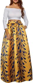 img 3 attached to 👗 Afibi Women's African Printed Maxi Skirt: Flared A-Line Style with Pockets (S-5XL)