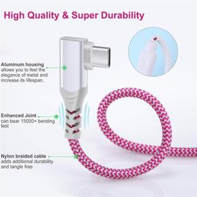 img 1 attached to Pofesun 10ft Right Angle USB C Cable, 90 Degree USB A to Type C Fast Charger Compatible with Samsung Galaxy S20 S10 S9 S8 Plus Note 9 8, LG G8 G7 V40 V20, Moto G7 - Purple, Green, Rose