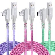 pofesun 10ft right angle usb c cable, 90 degree usb a to type c fast charger compatible with samsung galaxy s20 s10 s9 s8 plus note 9 8, lg g8 g7 v40 v20, moto g7 - purple, green, rose logo