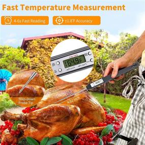 img 2 attached to HAOYEE Meat Thermometer with Anti-Scalding Design - Mini Pen Long Probe, Instant Read Thermometer for Turkey, BBQ, Cooking, Grilling, Smoking, Coffee, Milk - Black