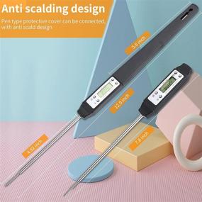 img 3 attached to HAOYEE Meat Thermometer with Anti-Scalding Design - Mini Pen Long Probe, Instant Read Thermometer for Turkey, BBQ, Cooking, Grilling, Smoking, Coffee, Milk - Black