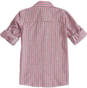 img 1 attached to 👕 Cotton Plaid Roll-up Sleeve Button-down Sports Shirts by Bienzoe Boy