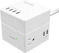 💡 accell power cube - surge protector with usb wall tap power combo, 3 protected ac outlets, 6 usb-a ports, 6ft cord, white, 540 joules, ul certified logo
