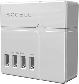 img 1 attached to 💡 Accell Power Cube - Surge Protector with USB Wall Tap Power Combo, 3 Protected AC Outlets, 6 USB-A Ports, 6ft Cord, White, 540 Joules, UL Certified