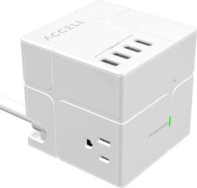 img 3 attached to 💡 Accell Power Cube - Surge Protector with USB Wall Tap Power Combo, 3 Protected AC Outlets, 6 USB-A Ports, 6ft Cord, White, 540 Joules, UL Certified