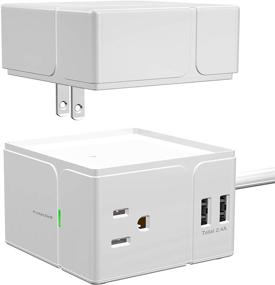 img 2 attached to 💡 Accell Power Cube - Surge Protector with USB Wall Tap Power Combo, 3 Protected AC Outlets, 6 USB-A Ports, 6ft Cord, White, 540 Joules, UL Certified