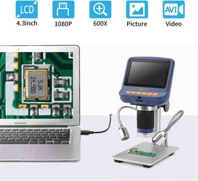 img 2 attached to 🔬 Koolertron 4.3" 1080P LCD Digital USB Microscope: 10X-220X Magnification, 8 LED Adjustable Light, Camera for Phone Repair, Soldering, Jewelry Appraisal, Biologic Use - Video Recorder Included